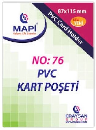 Mapi Özel Ebat Pvc Kart Poşeti 87x115 No 76 100 Adet