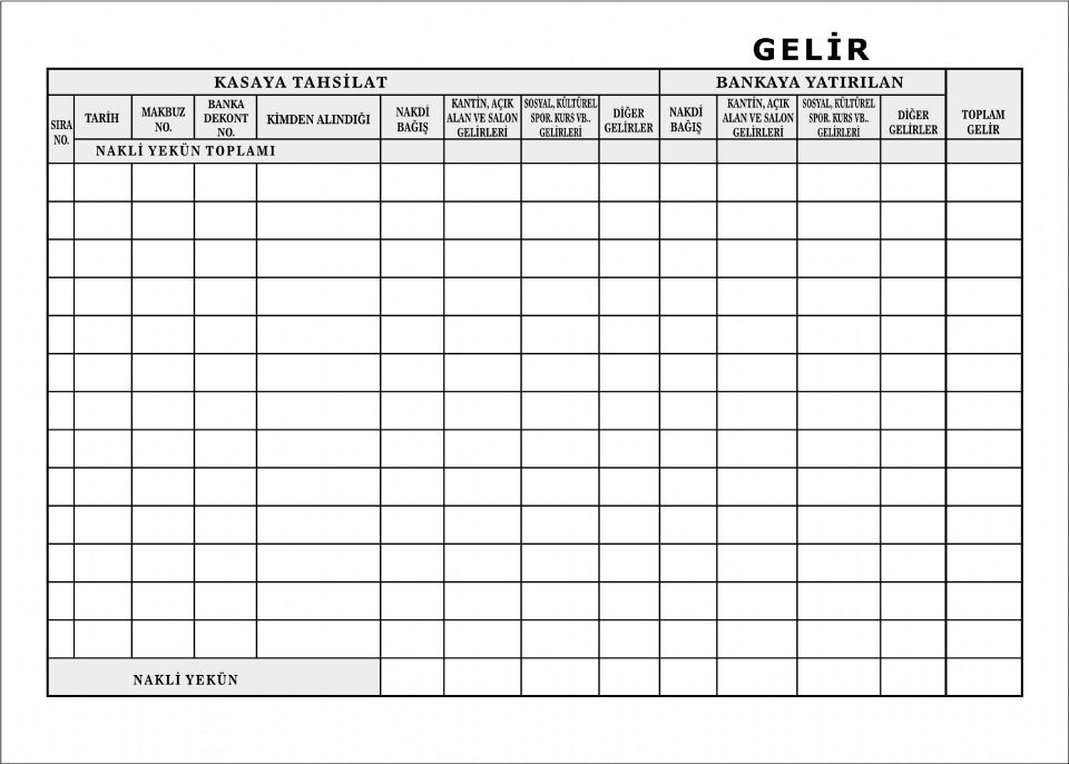 Okullar Okul Aile Birliği Gelir Gider Defteri Ciltli