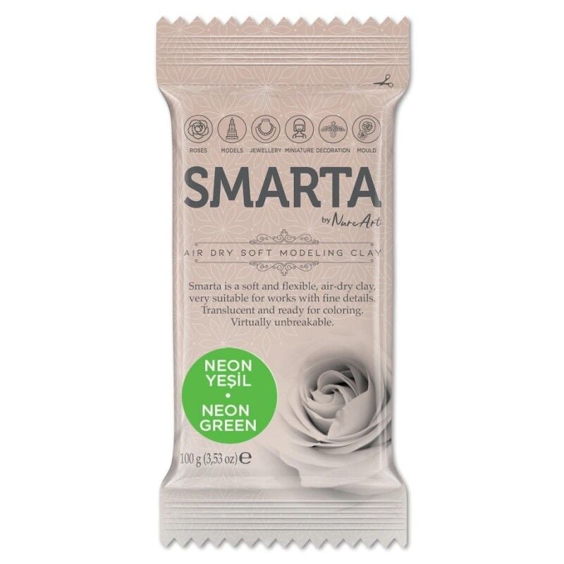 Nureart Smarta Havayla Kuruyan Modellemel Hamuru Neon Yeşil 100 Gr