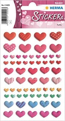 Herma Magic Etiket Puffy Mutlu Kalpler