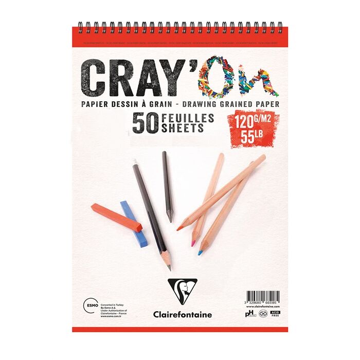 Clairefontaine Cray'On Çizim Blok A5 120 Gr 50 Yaprak Üstten Spiralli