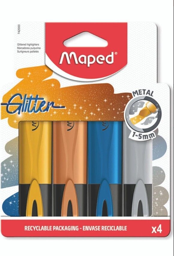 Maped Simli Metalik Fosforlu Kalem 4 Lü