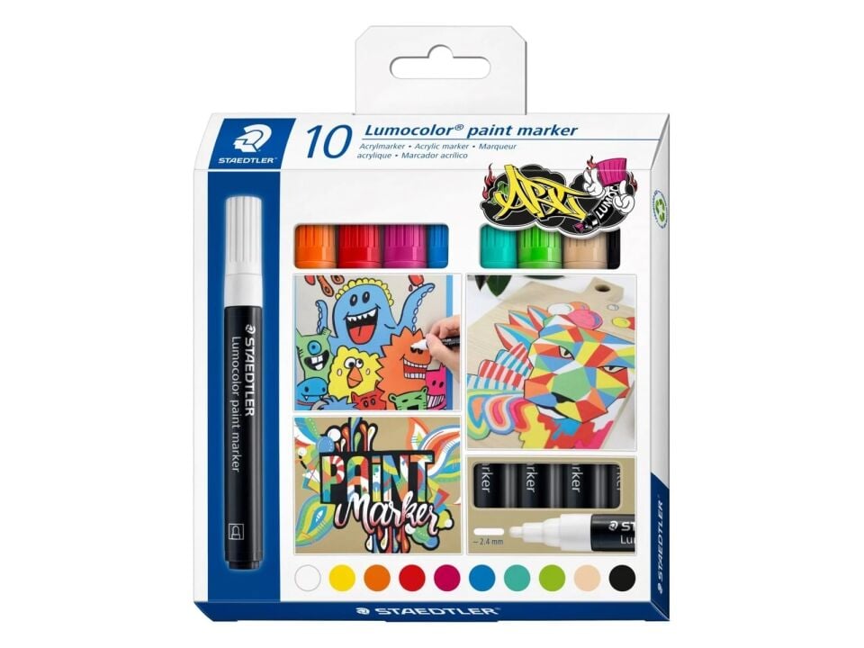 Staedtler 349 C10 Lumocolor Akrilik Paint Markör 10 Lu