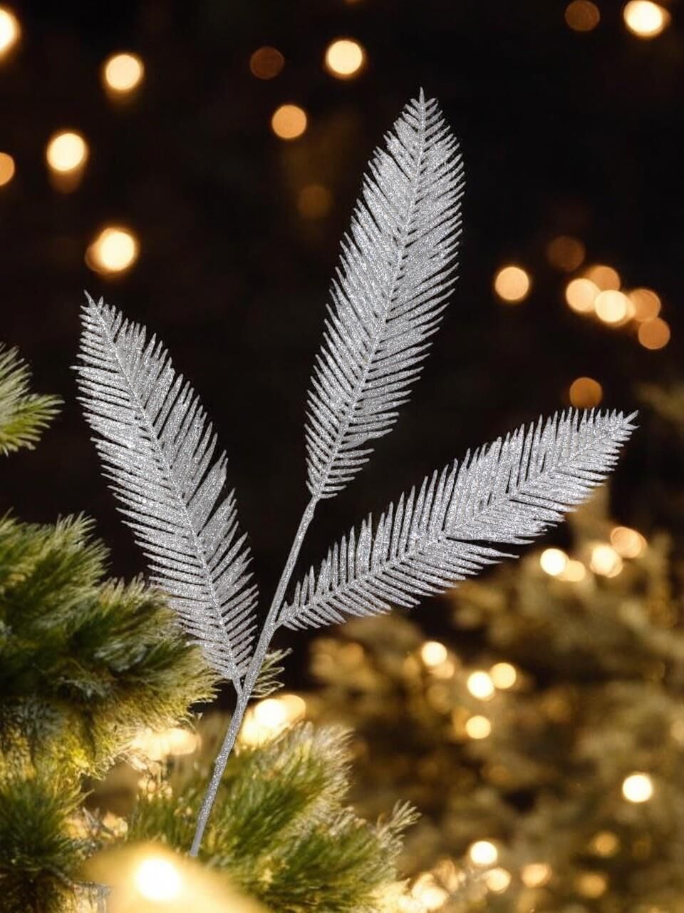 Astaş Yaprak Dekoratif Dal Gümüş 85 Cm