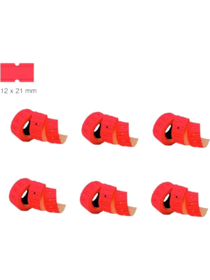Tanex 12x21 Mm Çizgili Flo Kırmızı Fiyat Etiketi 6 Lı Paket