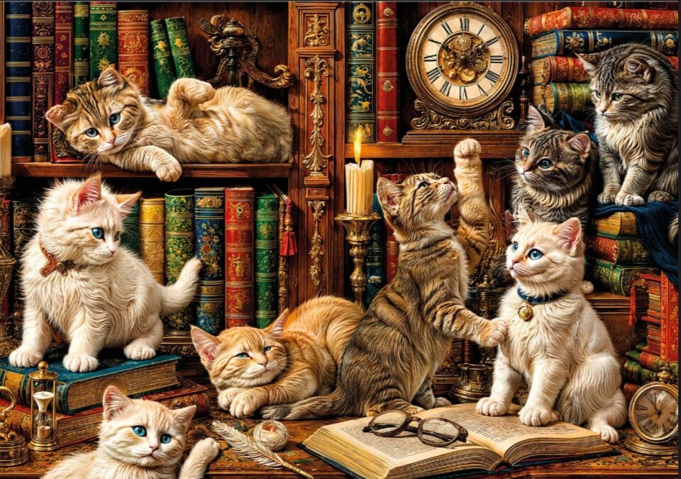 Ks Games Puzzle 500 Cats İn The Library