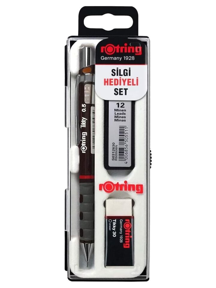 Rotring Tikky Min Silgi 3 Lü Okul Seti- 0.5 Bordo