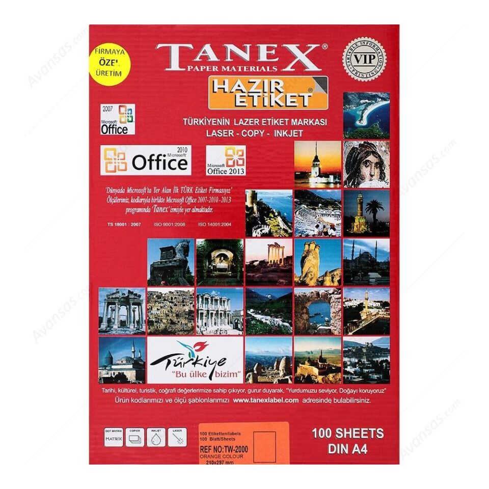 Tanex Tw-2000 210x297 Şeffaf Laser Etiket 25 Adet