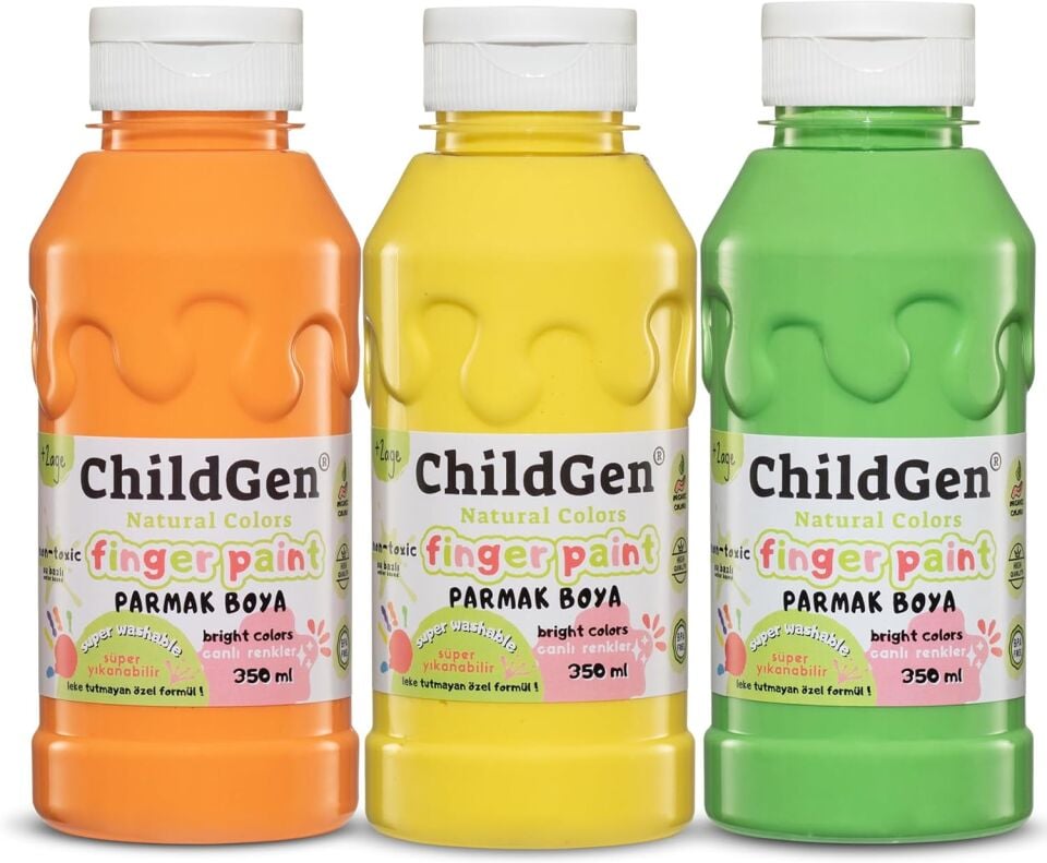Gen Oyuncak Parmak Boya 3 Lü 350 Ml Pastel Turuncu Sarı Yeşil