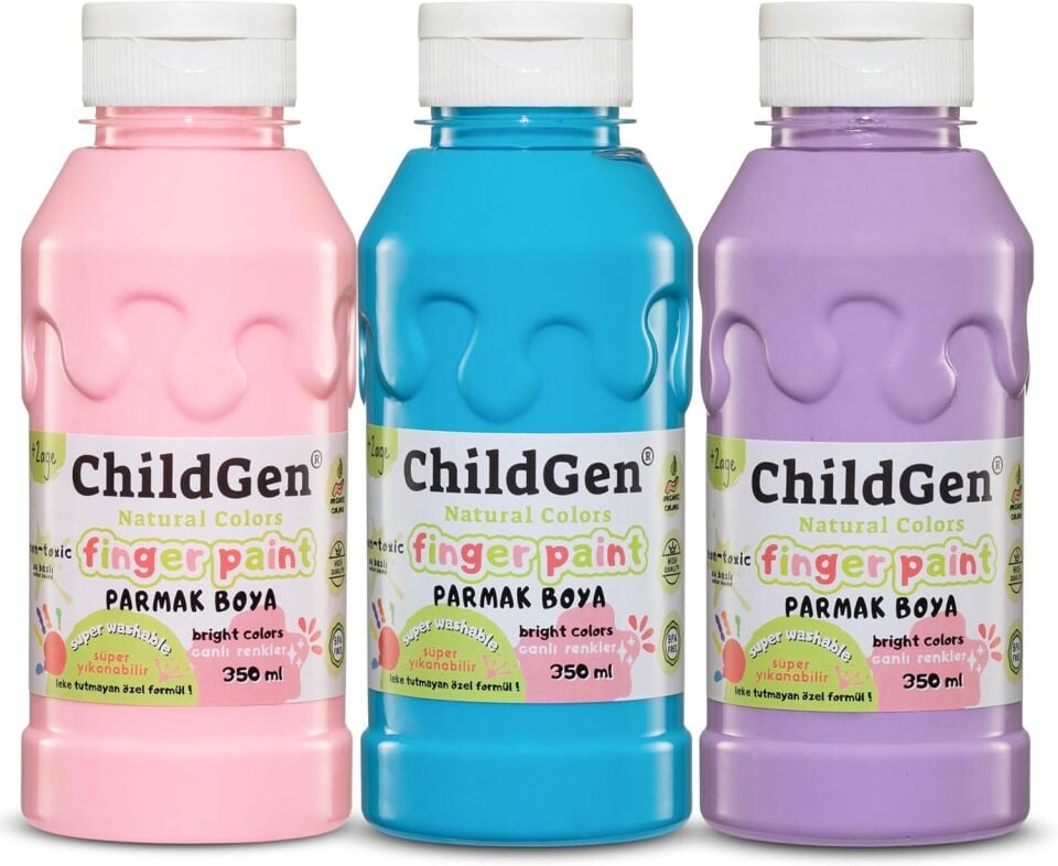 Gen Oyuncak Parmak Boya 3 Lü 350 Ml Pastel Pembe Mavi Mor