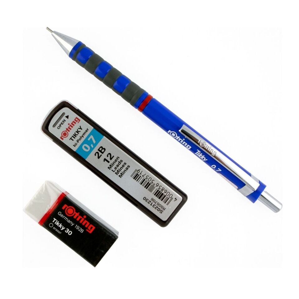 Rotring Tikky Min Silgi 3 Lü Okul Seti 0.7 Mavi