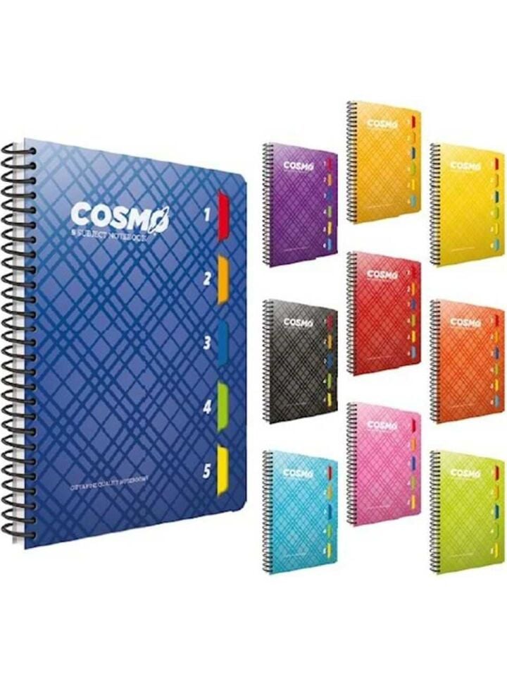 Gıpta Cosmo Spiralli 5 Seperatörlü Pp Kapak Defter 17x24 150 Yaprak Çizgili