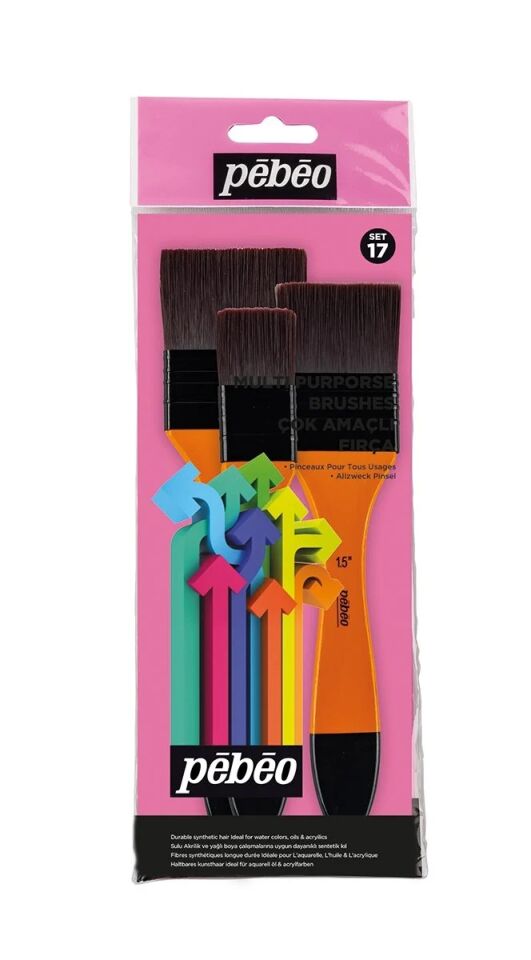 Pebeo Set-17 Pebeo 3lü Fırça Seti Zemin Fırçası Sentetik Kii