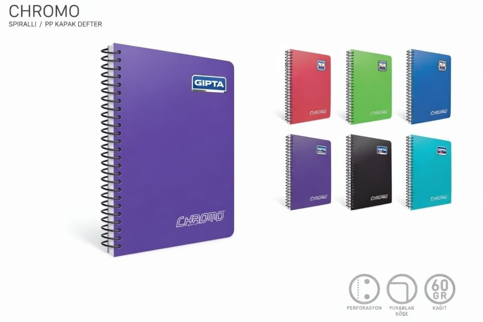 Gıpta Chromo Spiralli Pp Kapak Defter A4 200 Yp Kareli