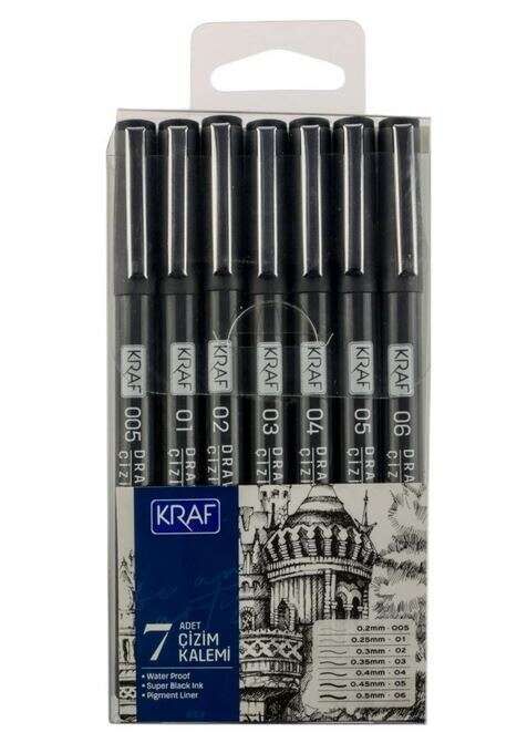 Kraf Drawing Pen Çizim Kalemi 222 7 Li Set