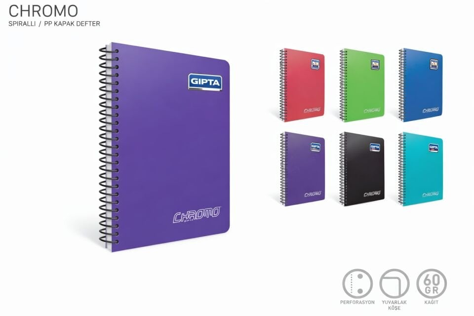 Gıpta Chromo Spiralli Pp Kapak Defter A4 100 Yp Kareli