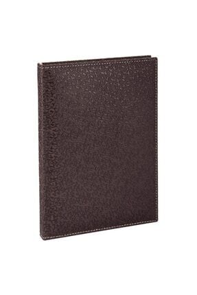 2K Deri Kapak Defter Ajanda Tarihsiz Kareli 4913 Kahverengi 17x24 Cm