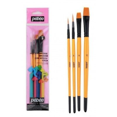 Pebeo 4'Lü Fırça Seti - 2 Yuvarlak No: 3 & 5 + 2 Kesik Uç No: 8 & 12