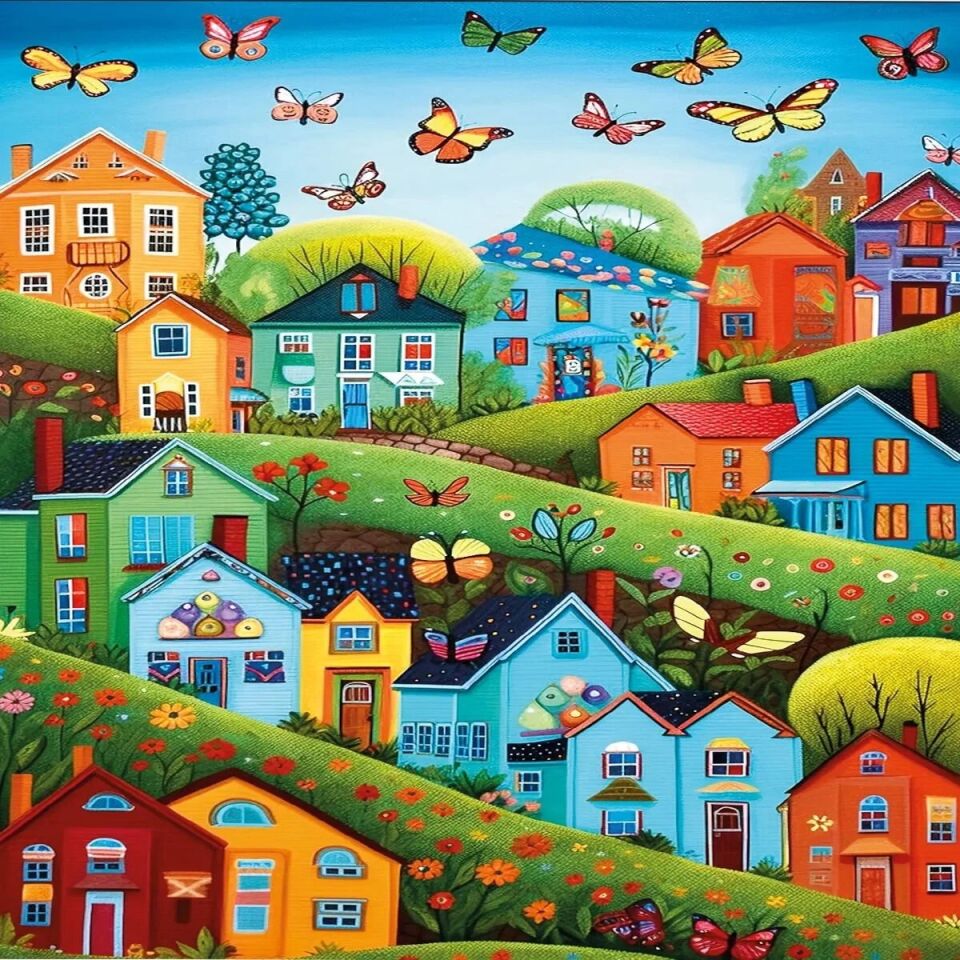 Ks Games Puzzle 500 Village Tith Butterflies