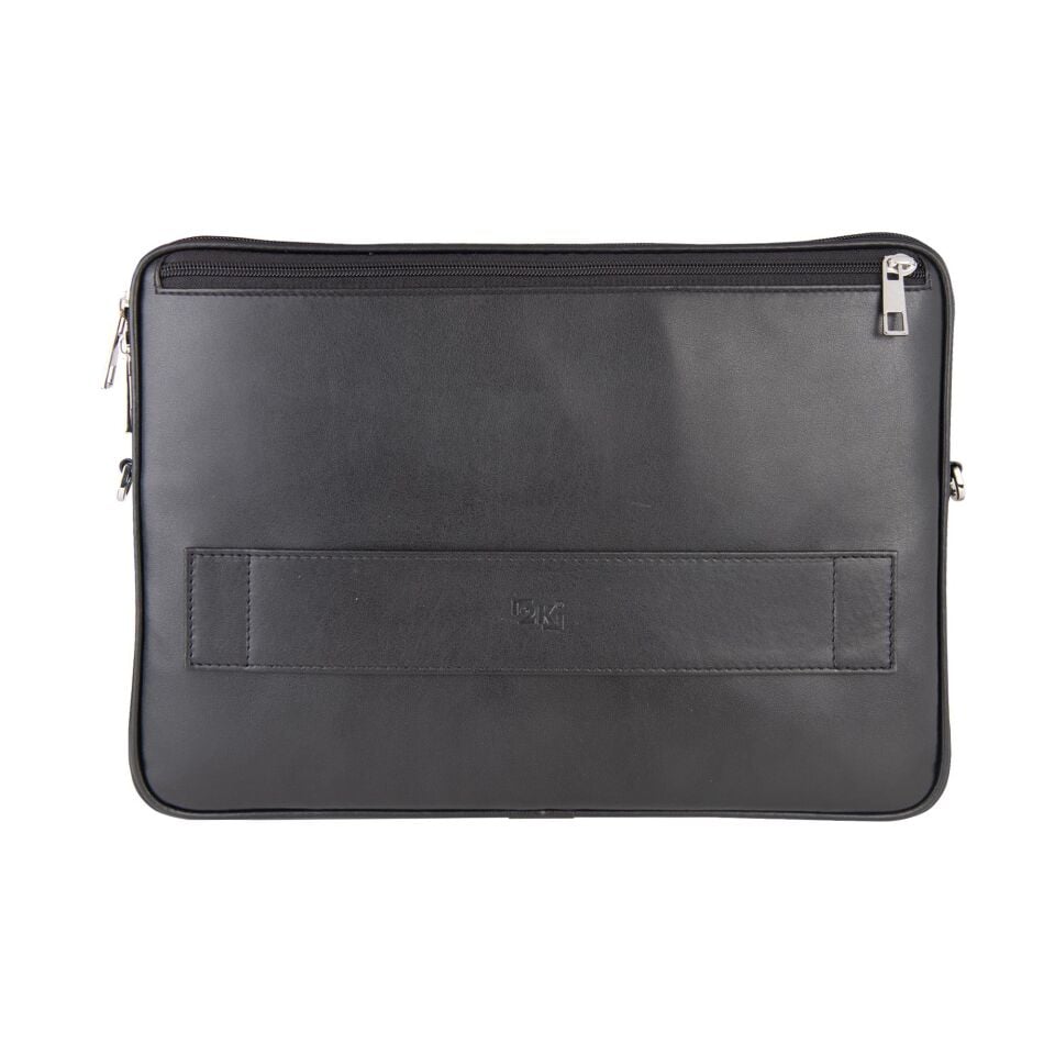 2k Suni Deri Laptop Çantası Tablet Çantası 13.3'' Vegan Omuz Ve Valiz Askılı Aksesuar Ve Evrak Cepli 24x34x2 Cm Siyah
