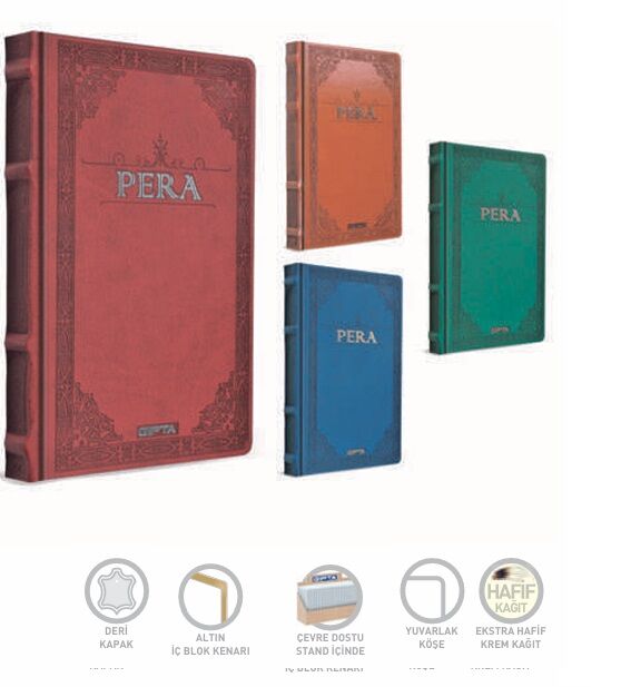 Gıpta Pera İp Dikiş Deri Kapak Defter 13x21 120 Yaprak Çizgisiz