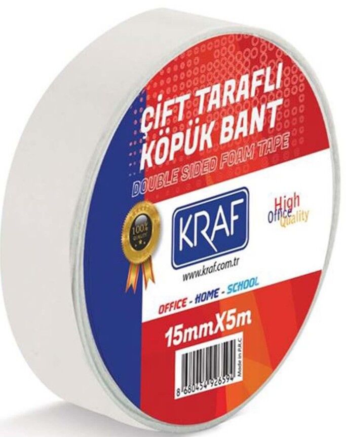 Kraf Çift Taraflı Köpük Bant 15 Mm x 5 M 5015G