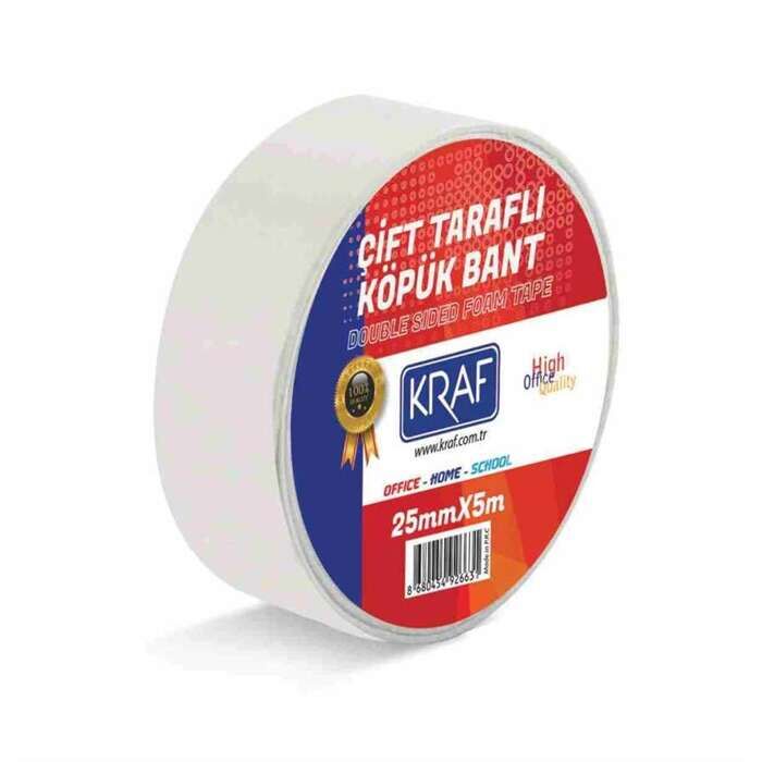 Kraf Çift Taraflı Köpük Bant 25 Mm x 5 M 5025G