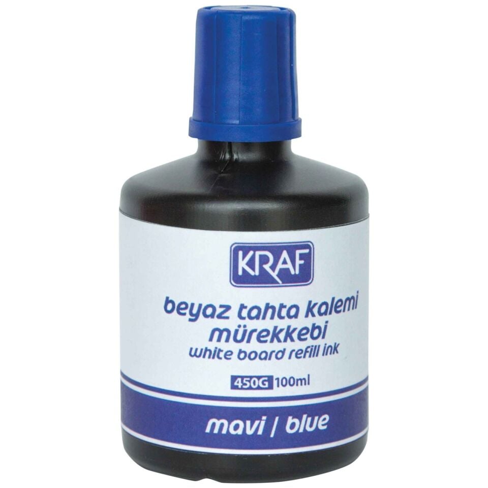 Kraf Beyaz Tahta Kalemi Mürekkebi 100 Ml Mavi 450G