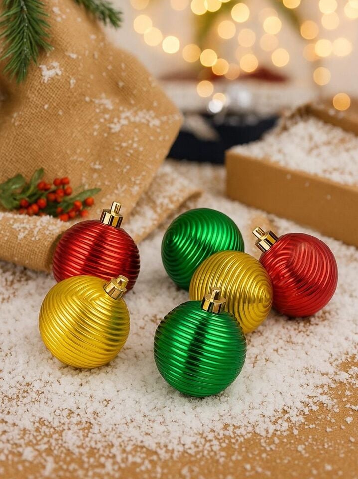 Astaş Çizgili Top 5 Cm 6 Lı Altın Kırmızı Yeşil