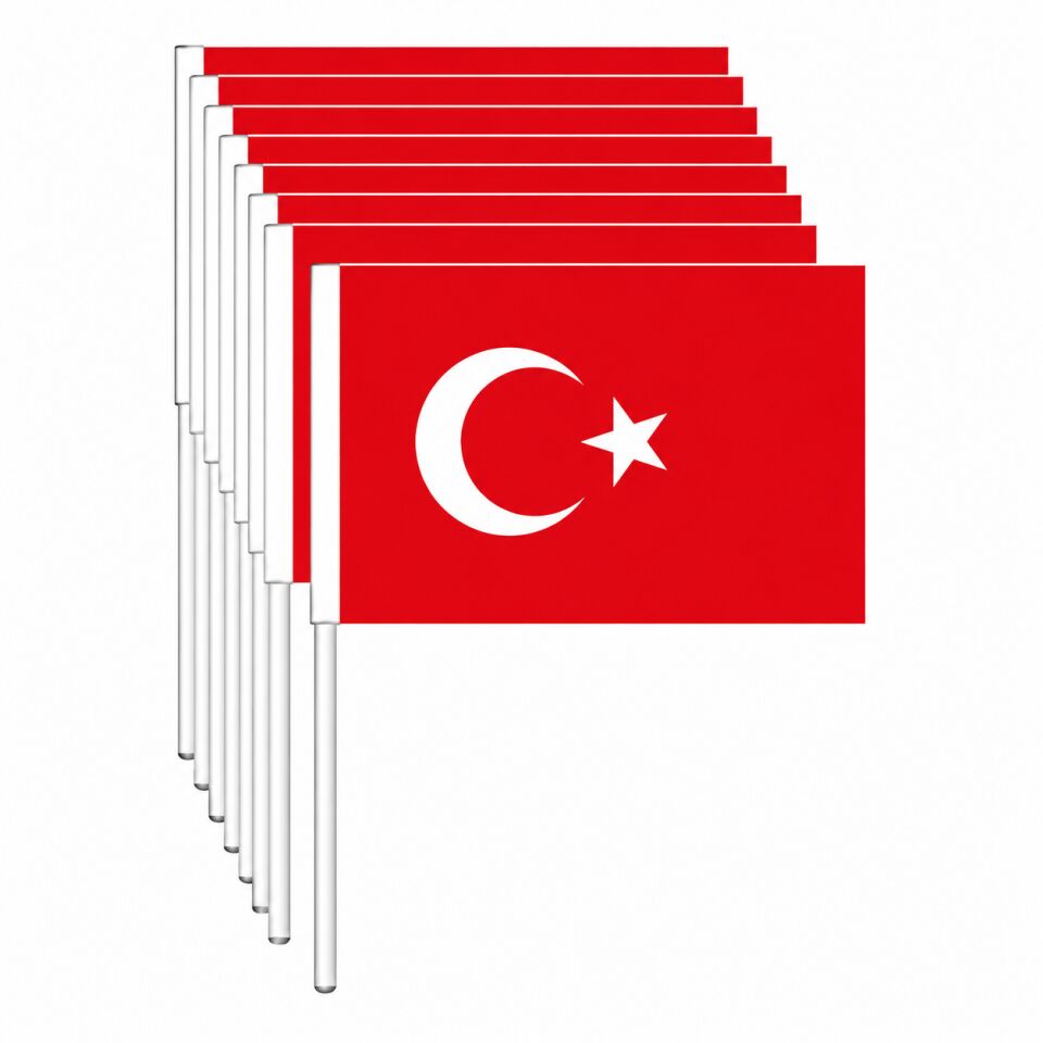 Buket Sopalı Kağıt Bayrak 40 Li Türk 22x32 Cm