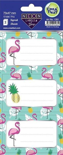 Crea Etiket Özel Efektli Neon Etiket - Flamingo