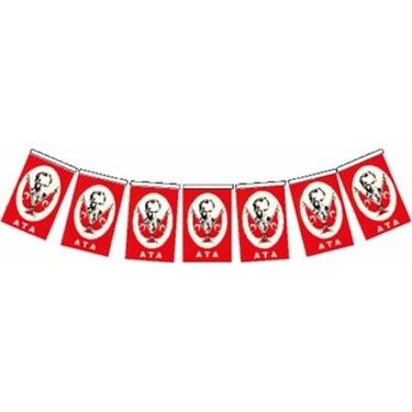 Buket Orta İpli Bayrak 50 Li Atatürklü 8x13 Cm