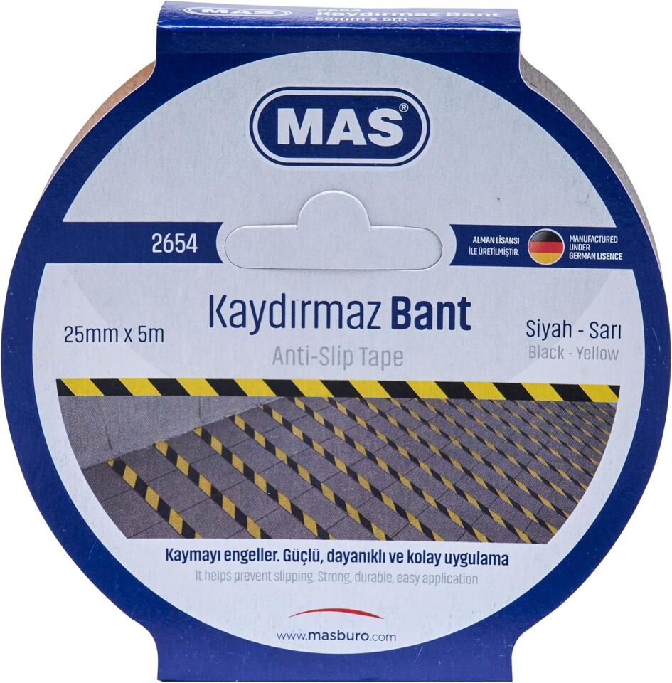 Mas Kaydırmaz Bant 25Mmx5M Sarı&Siyah