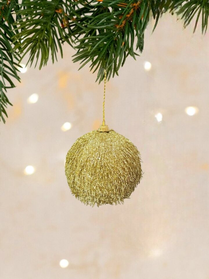 Astaş Simli Püsküllü Top 8 Cm Altin