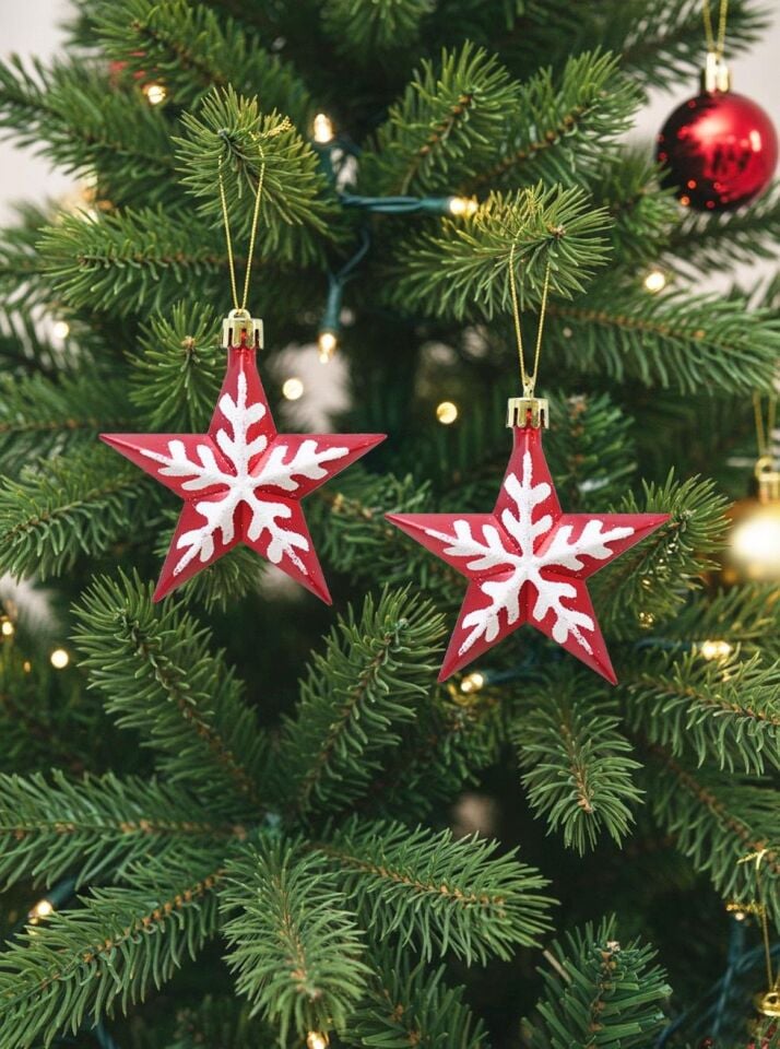 Astaş Kirmizi Beyaz Yildiz 8,5 Cm 2 Li