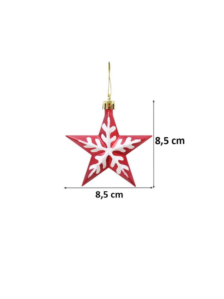 Astaş Kirmizi Beyaz Yildiz 8,5 Cm 2 Li