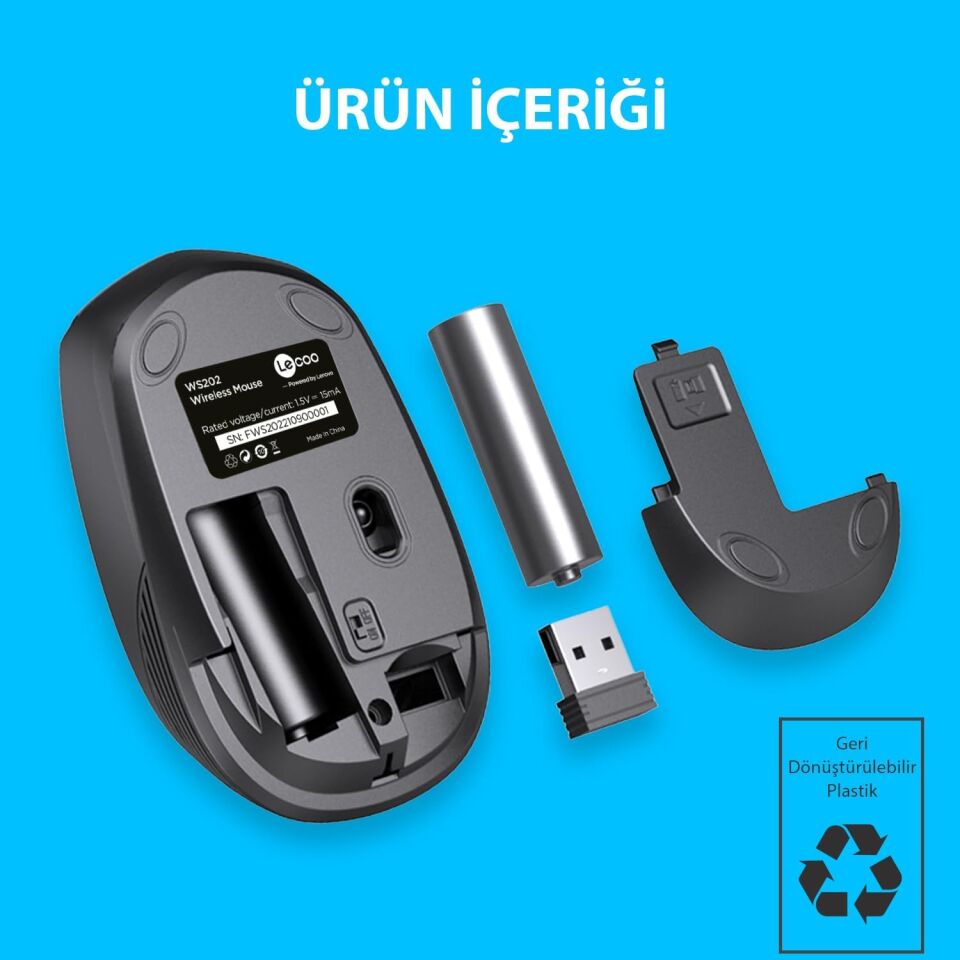 Lecoo Ws202 Beyaz Usb Kablosuz Mouse