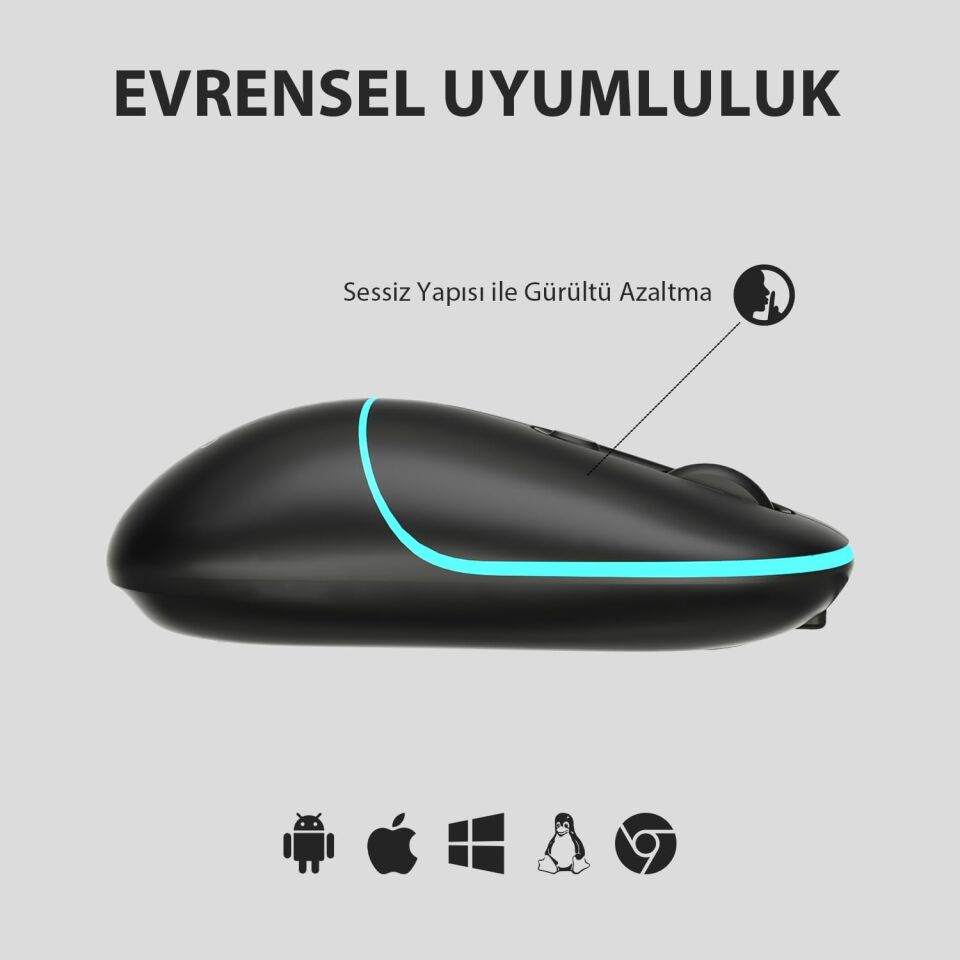 Lecoo Ws210 Siyah Usb Kablosuz Bluetooth Mouse 2.4 G