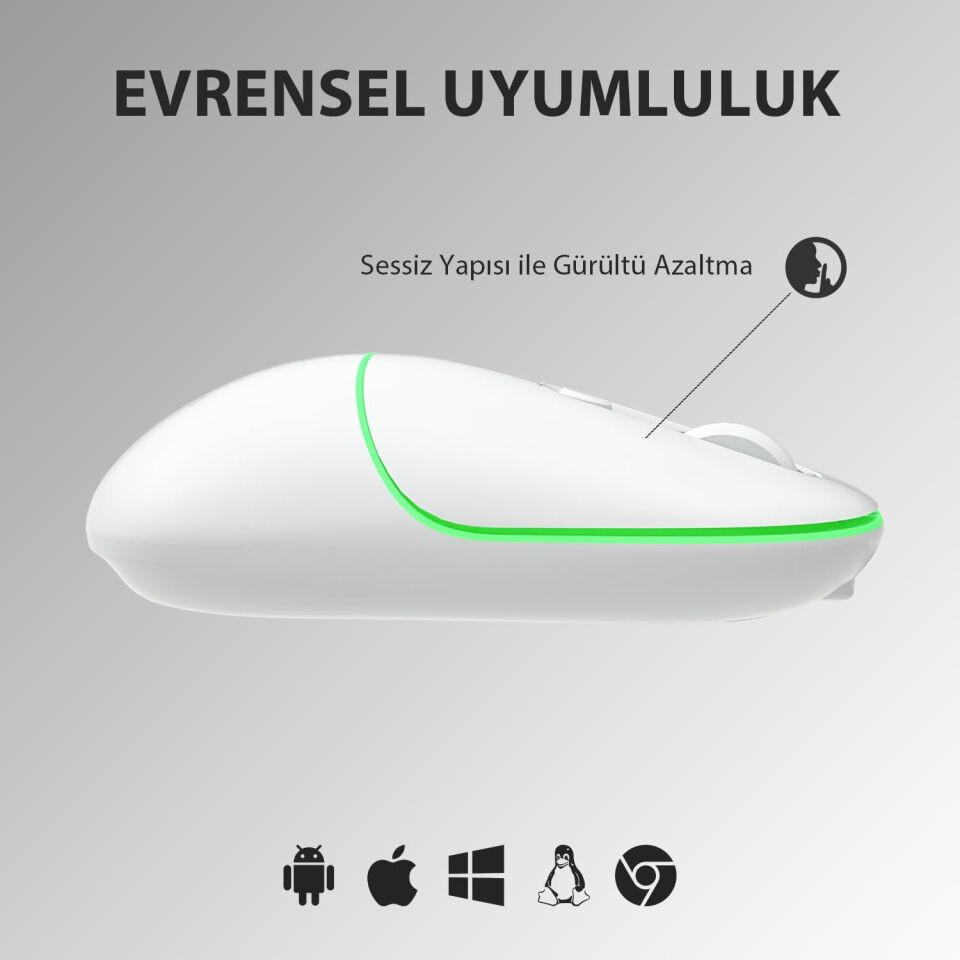 Lecoo Ws210 Beyaz Usb Kablosuz Bluetooth Mouse 2.4