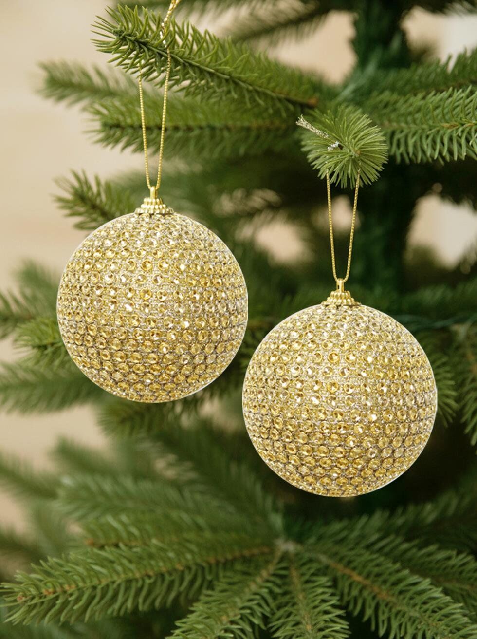 Astaş Altin Tasli Yilbasi Topu 10 Cm 2 Li