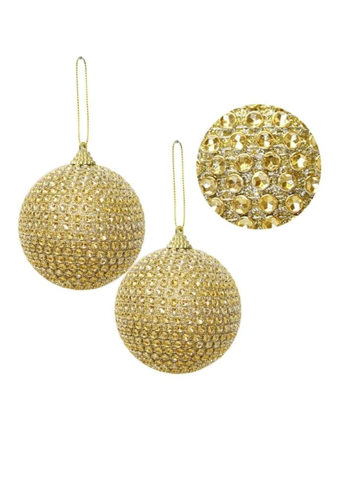 Astaş Altin Tasli Yilbasi Topu 10 Cm 2 Li