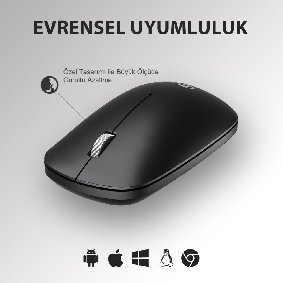 Lecoo Ws214 Siyah Sessiz Kablosuz Mouse