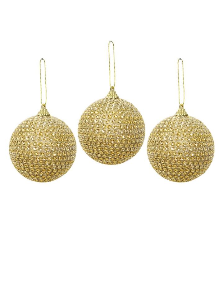 Astaş Altin Tasli Yilbasi Topu 8 Cm 3 Lü