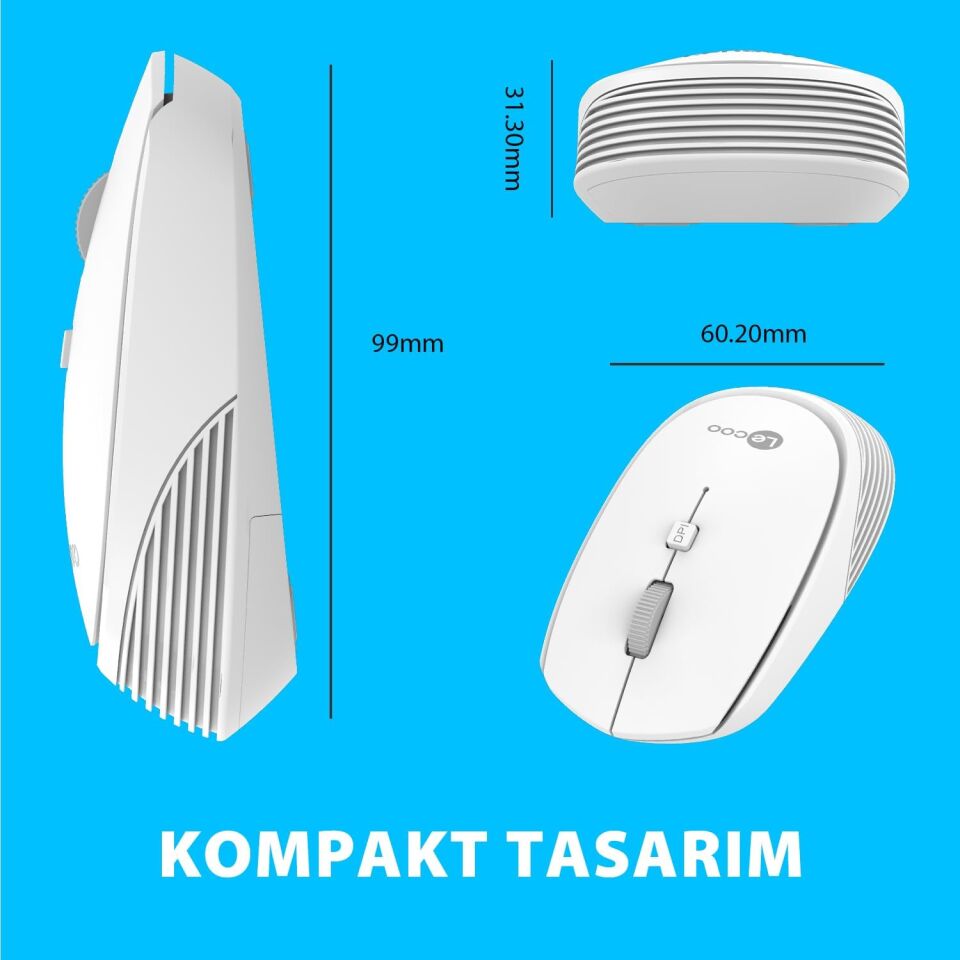 Lecoo Ws202 Beyaz Usb Kablosuz Mouse