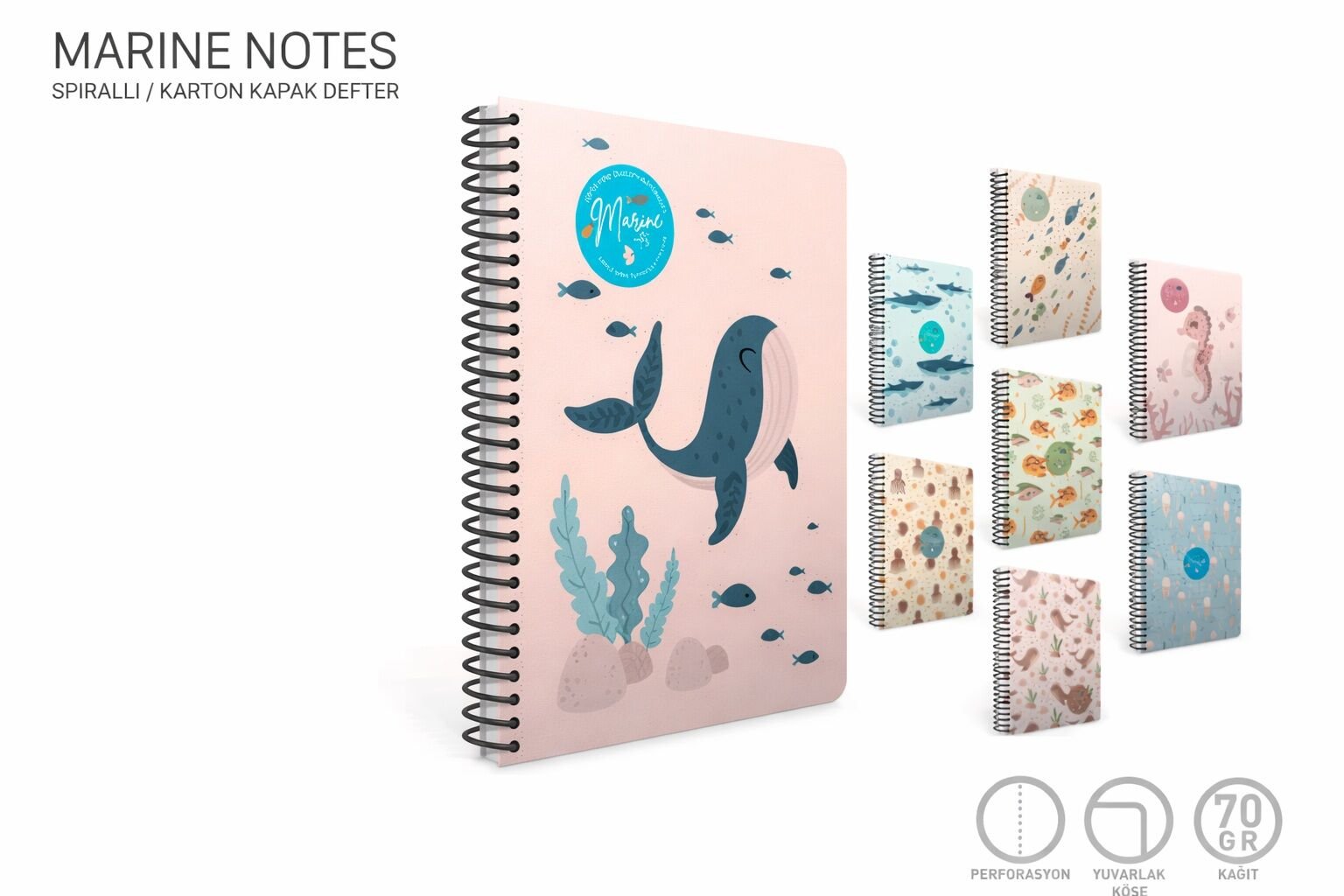 Gıpta Marine Notes Spiralli Karton Kapak Defter A4 80 Çizgili