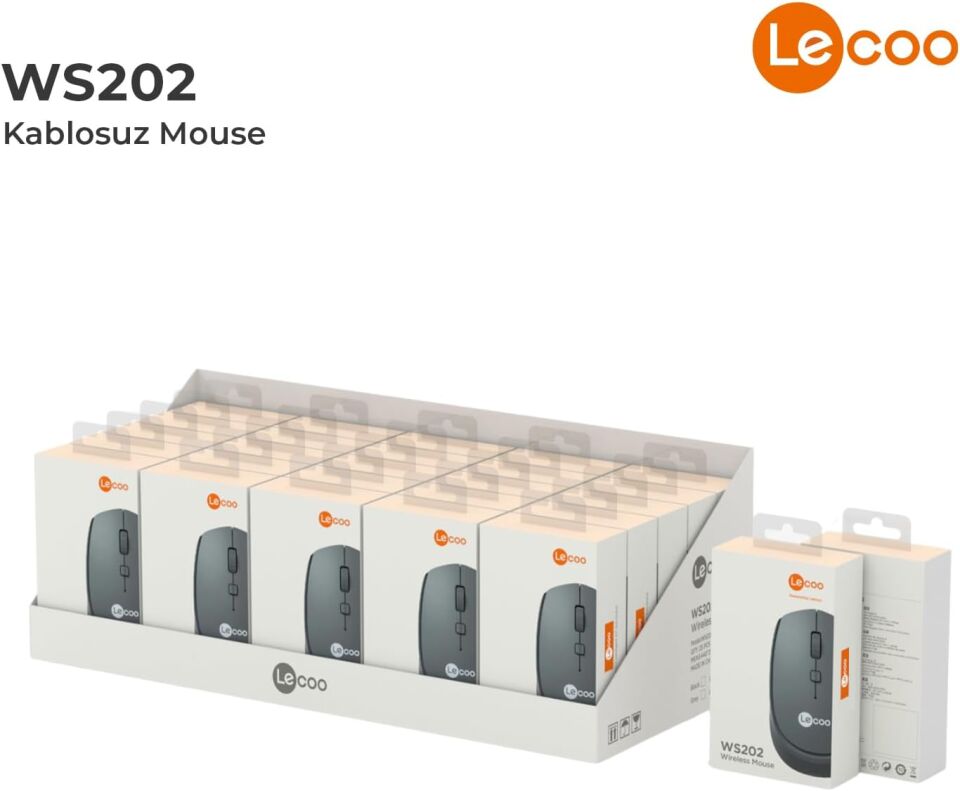 Lecoo Ws202 Gri Usb Kablosuz Mouse