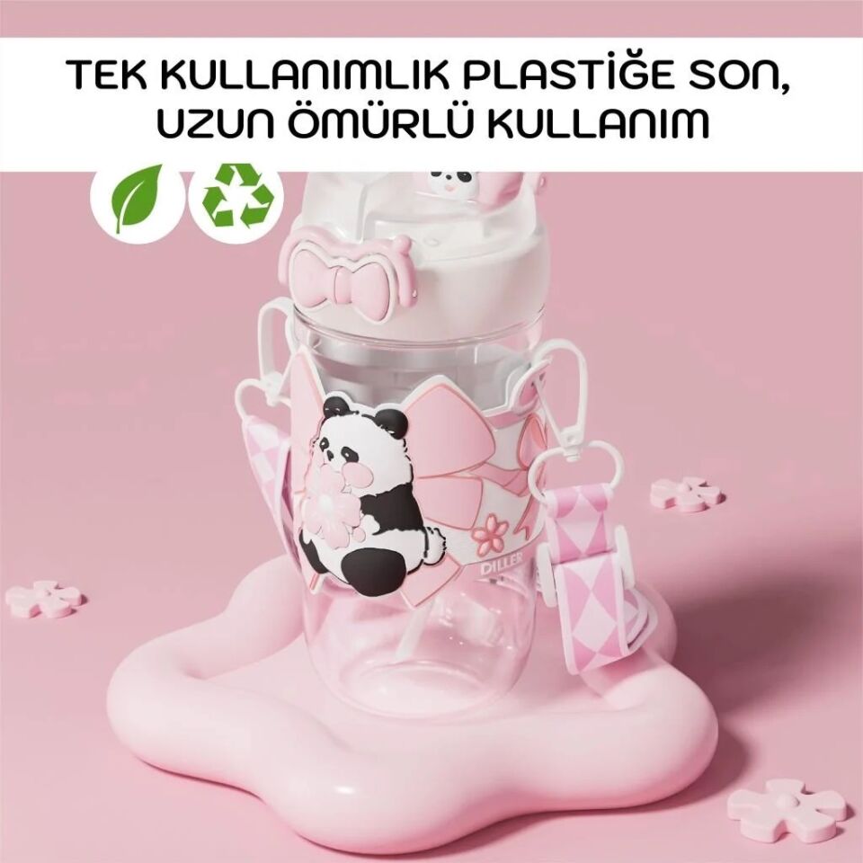 Diller 580 Ml Boyun Askılı Tritan Su Matara Kedi