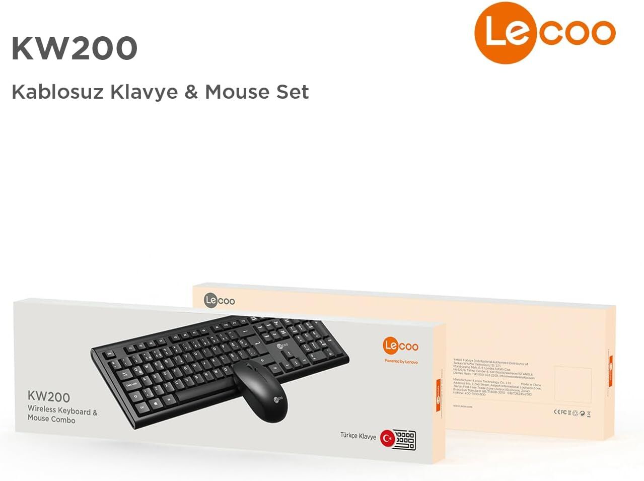 Lecoo Kb200 Siyah Kablosuz Q Klavye Mouse Set
