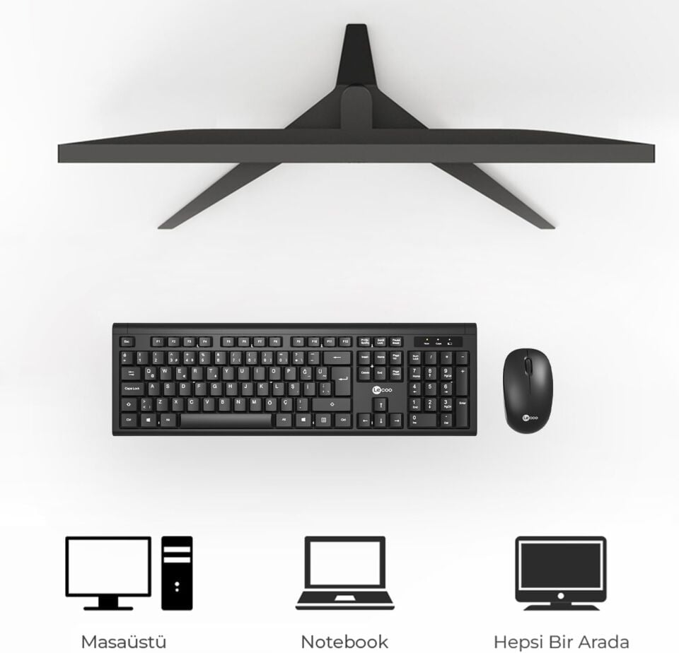 Lecoo Kb200 Siyah Kablosuz Q Klavye Mouse Set