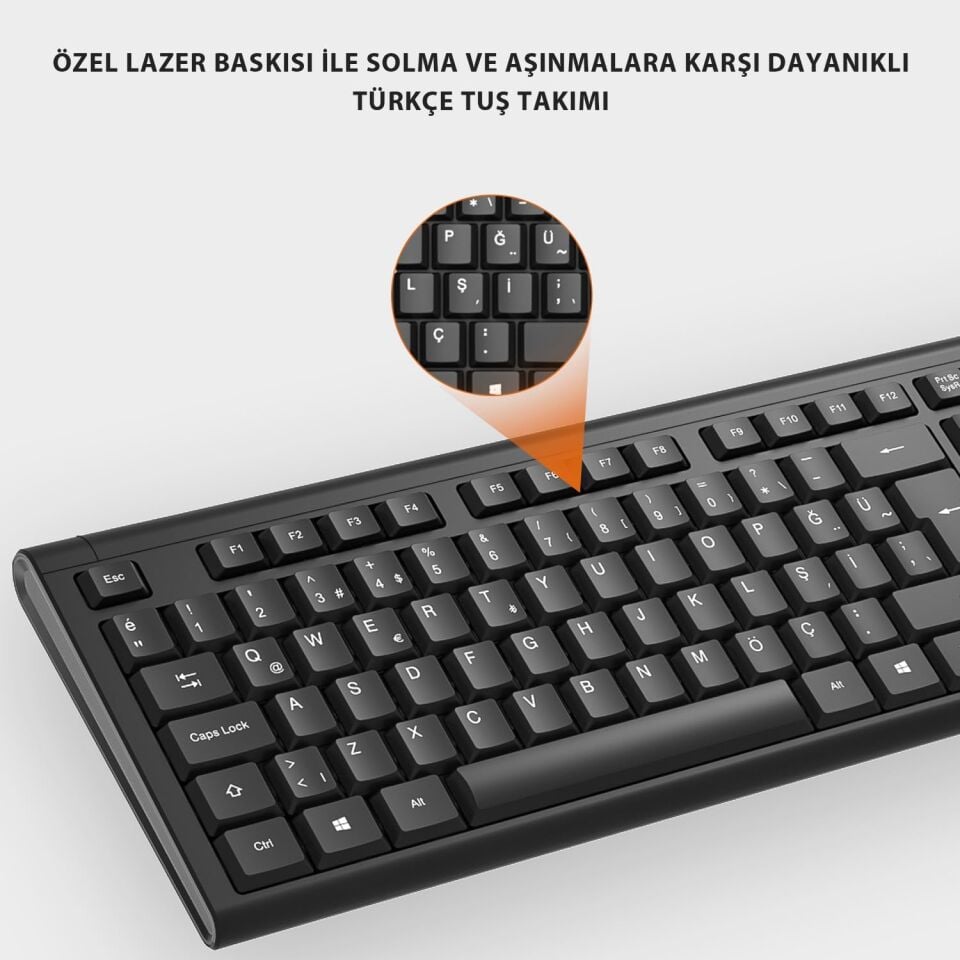 Lecoo Kb200 Siyah Kablosuz Q Klavye Mouse Set